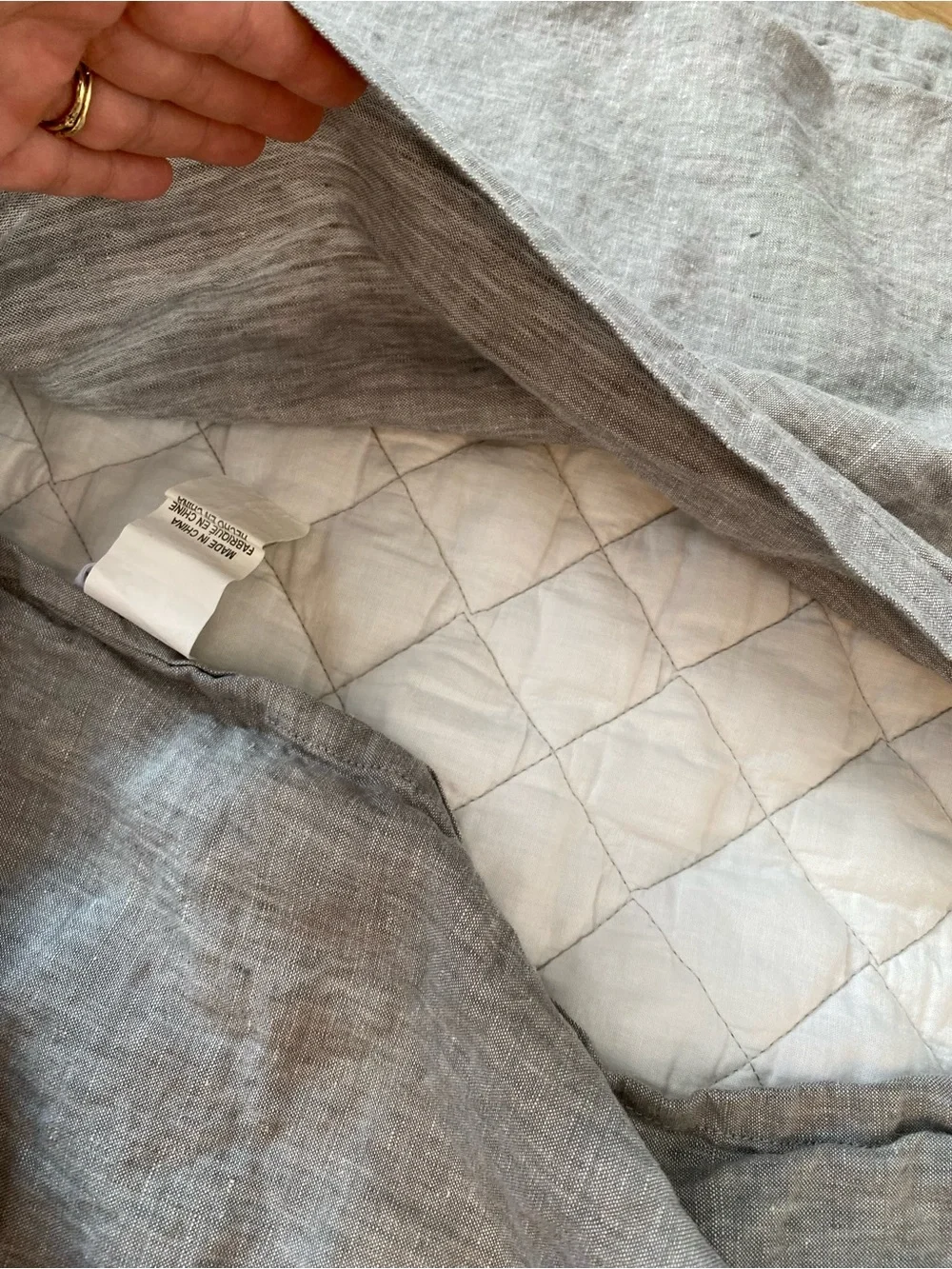 Pottery Barn Belgian Flax Linen Diamond Quilted Euro Sham Flagstone Grey